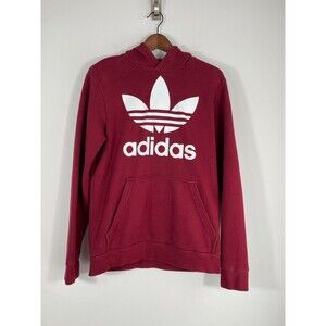 Adidas Originals Burgundy Trefoil Logo Hoodie Pullover XL Youth